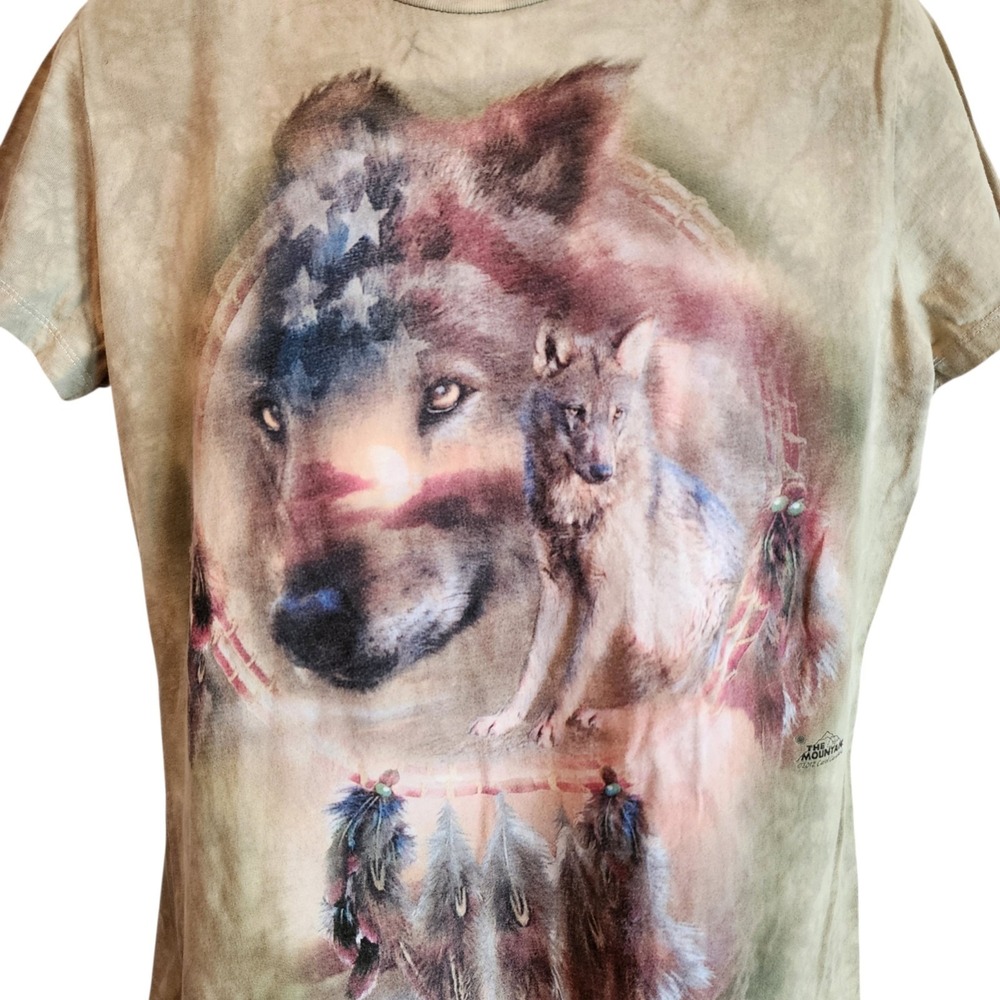 The Mountain Wolf American Flag Dreamcatcher T Shirt Womens XL 2012 Graphic Tee - Picture 2 of 8